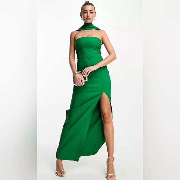 asos design 3d floral lace bandeau scuba prom midi dress Off Shoulder Gown with Hi Lo Bubble Skirt – Catherine Regehr